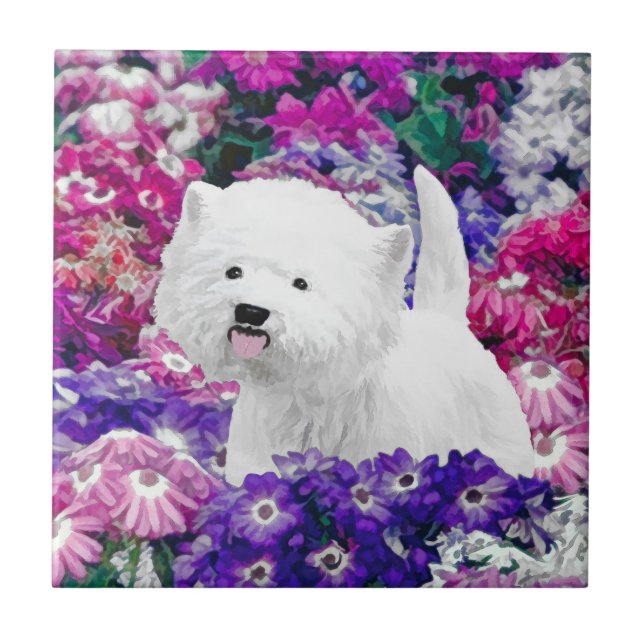 West Highland White Terrier Pintando Arte Canina (Frente)