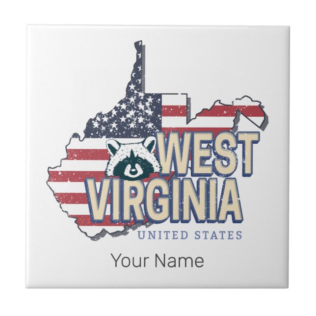West Virginia United States Retro Map Vintage EUA (Frente)