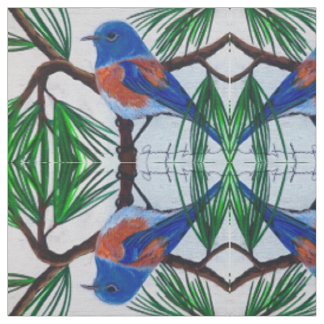 Western Bluebird no Tecido do pinho