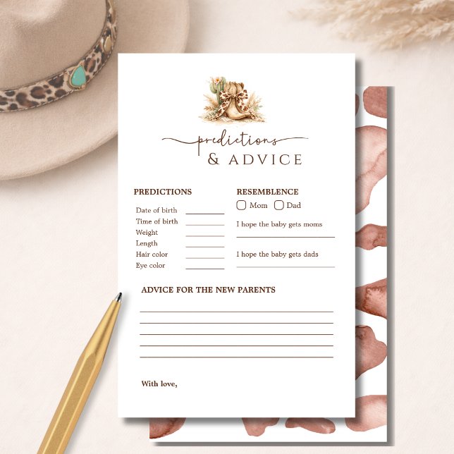 Western Boho Baby Shower Predictions & Advice Game (Criador carregado)