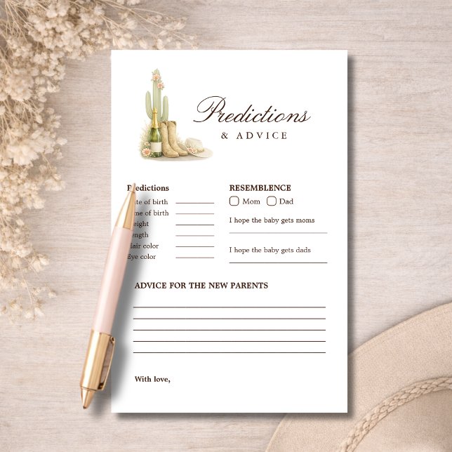 Western Boho Baby Shower Predictions & Advice Game (Criador carregado)