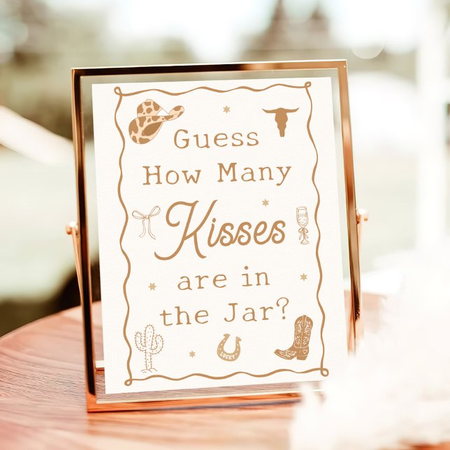 Western Bridal Shower Guess How Many Kisses Poster (Criador carregado)