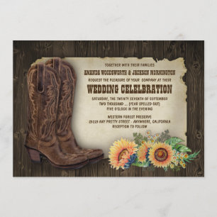 Western Cowboy Boots Convites de Casamento de Gira