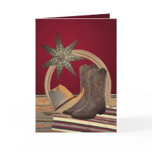 Western Cowboy Hat Boots Rope - Cartão de Natal