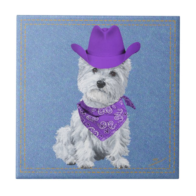 Westie Cowboy em Denim (Frente)
