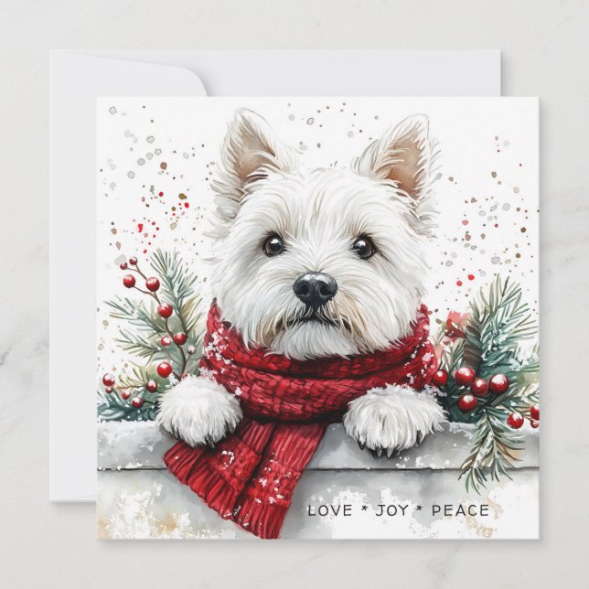 Westie Dog Cute Festive Holiday Card (Frente)