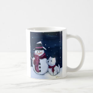 Westie e caneca do boneco de neve