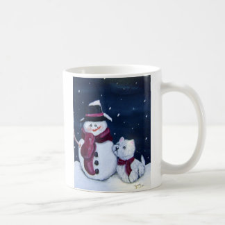 Westie e caneca do boneco de neve