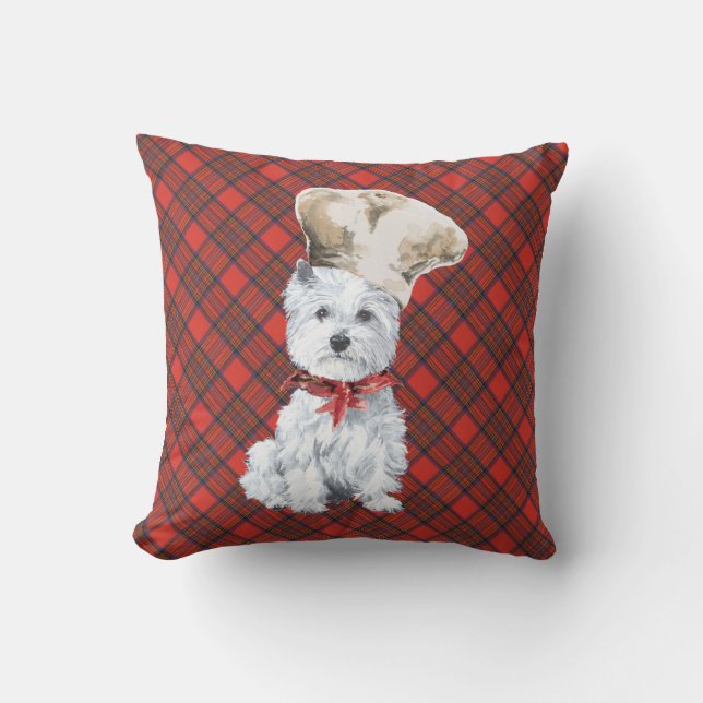 Westie em ALMOFADA de Tartan (Frente)