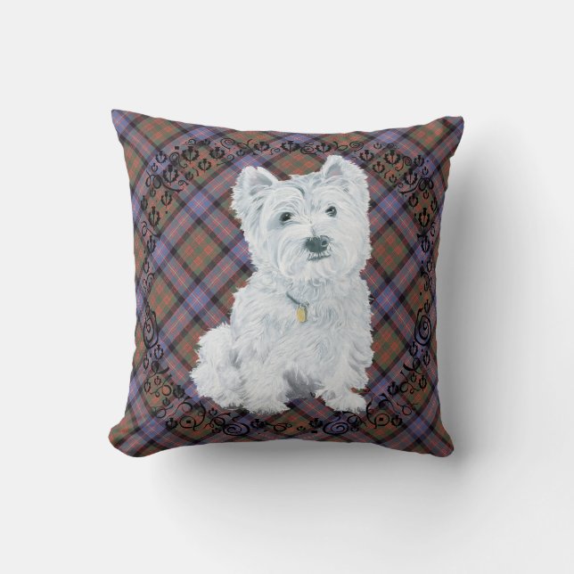 Westie em ALMOFADA Xadrez (Frente)