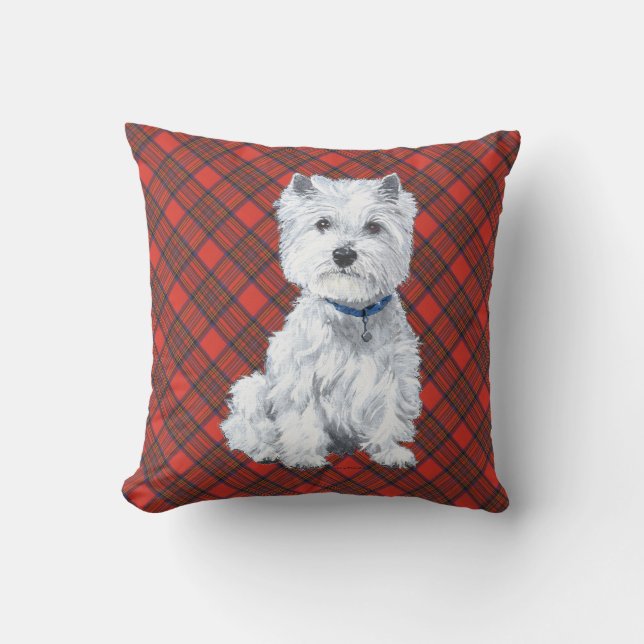 Westie em ALMOFADA Xadrez (Frente)