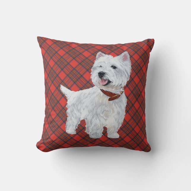 Westie em ALMOFADA Xadrez (Frente)