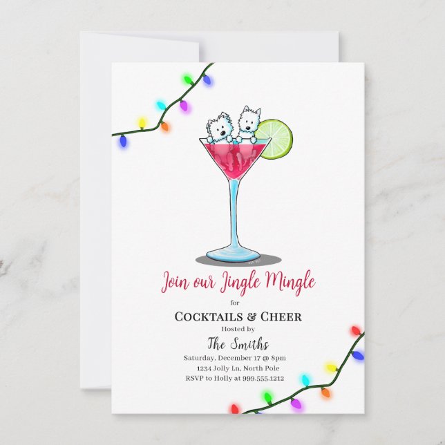Westie Holiday Party Invitations  (Frente)