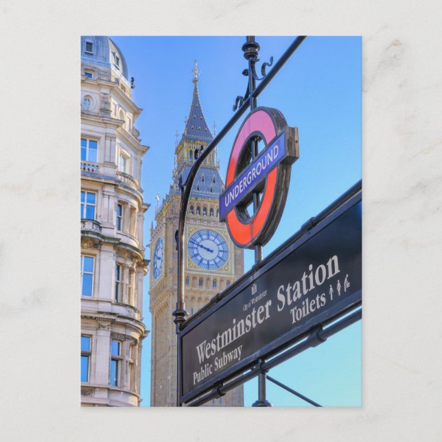 Westminster Station, Cartão Postal de Londres no R (Frente)