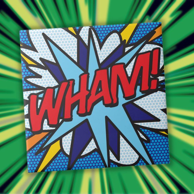 WHAM Diversão Retro Quadrinho Pop Art (WHAM Fun Retro Comic Book Pop Art Tile)