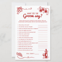What Did The Groom Say Bridal Party Activity Card