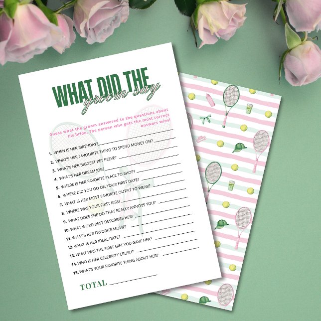 What Did the Groom Say Tennis Bridal Shower Game (Criador carregado)