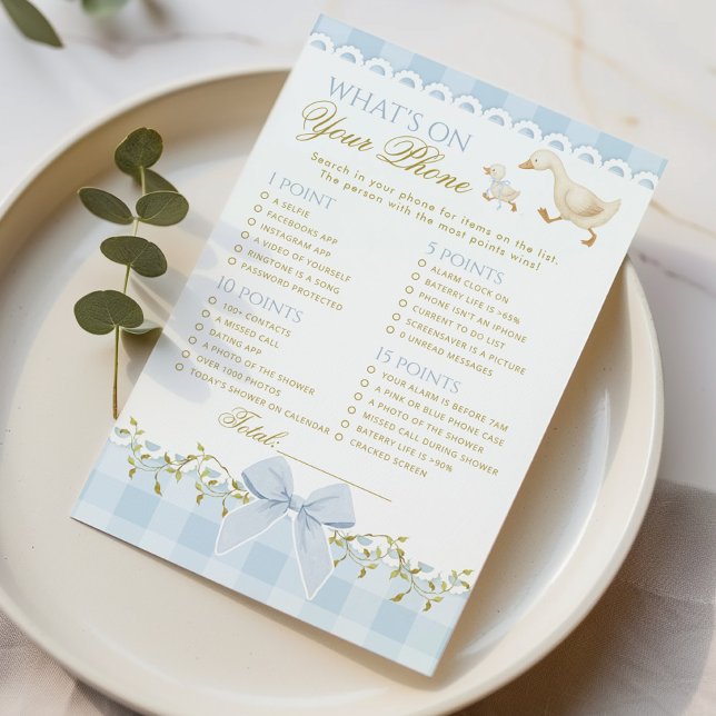 Whats on your Phone Silly Goose Blue Baby shower (Criador carregado)