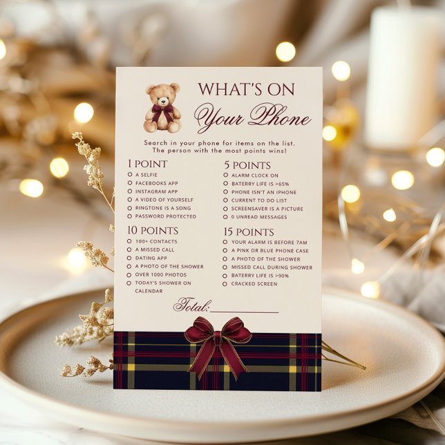Whats On your Phone Teddy Bear baby shower game (Criador carregado)
