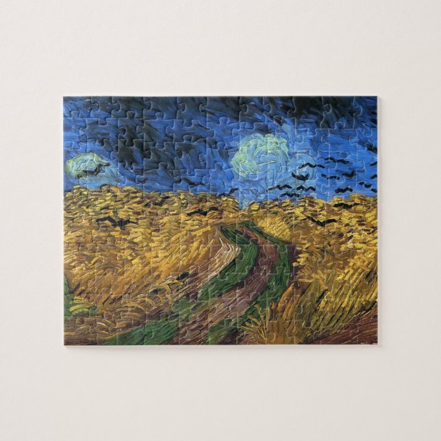 Wheatfield de Van Gogh com quebra-cabeça dos (Horizontal)