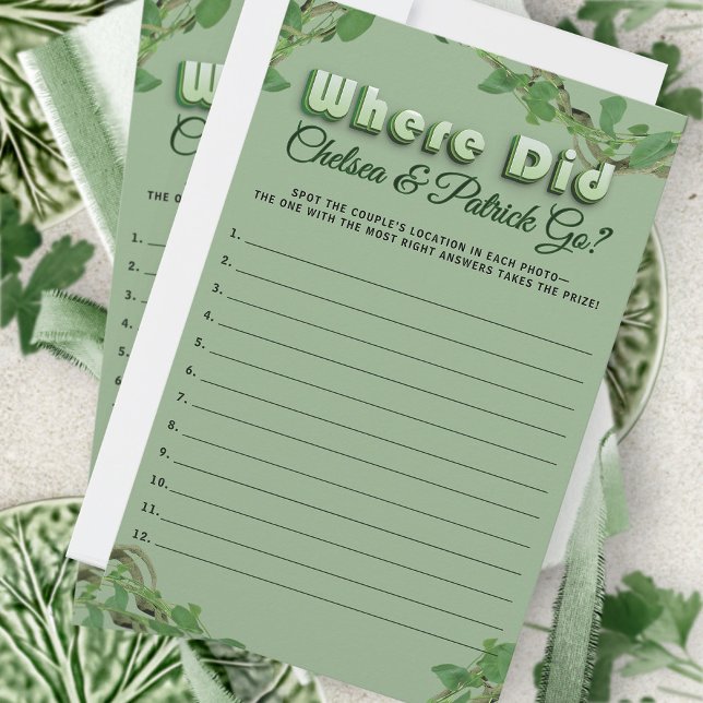 Where Did They Go Greenery Bridal Guessing Game  (Criador carregado)