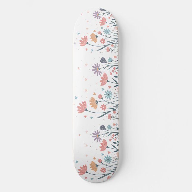 Whimscolor Watercolor Floral Skateboard (Frente)
