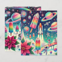 Whimsic Cosmic Poinsettia Scrapbook Paper