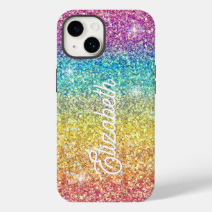 Whimsic Faux Ombre Rainbow Glitter Monograma