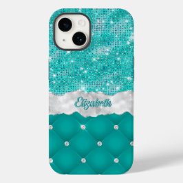 Whimsic Faux Turquoise Teal Glitter Monograma