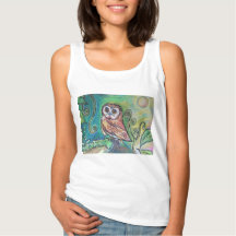 Whimsic Owl Basic Tank Top White