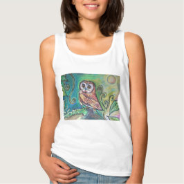 Whimsic Owl Basic Tank Top White