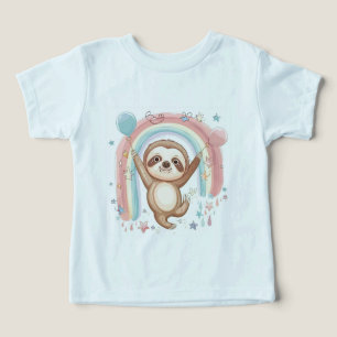 Whimsic Sloth Segurando Balões com Rainbow Star