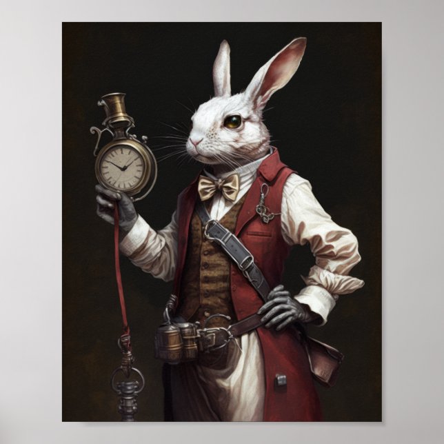 Whimsic White Rabbit Librarian Poster para Livro L (Frente)
