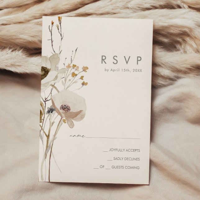 Whimsic Wildflower | Cartão RSVP de Marfim (Criador carregado)