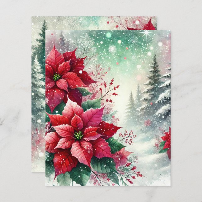 Whimsic Winter Wonderland Poinsettia Scrapbook (Frente/Verso)