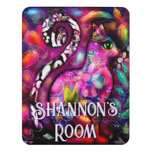 Whimsical Abstract Kitty Cat Floral Personalized