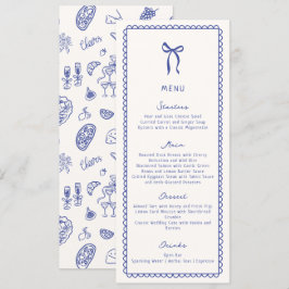 Whimsical, azul Mão desenhada, Menu Plano Casado