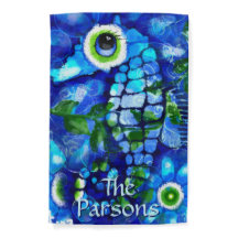 Whimsical Big-Eyes Seahorse Art Blue Personalized