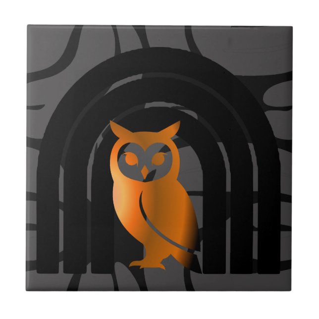 Whimsical Boho Owl & Tropical Monstera Leaf (Frente)