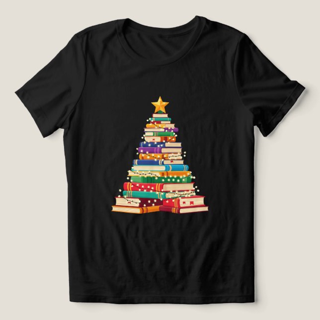 Whimsical Book Stack Christmas Tree Holiday (Design frontal)