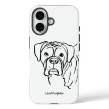 Whimsical Boxer: Texto Editável Linha Art Phone Ca