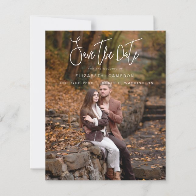 Whimsical Calligraphy Wedding Photo Engagement (Frente)