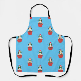 Whimsical Christmas Penguin Cupcake Apron
