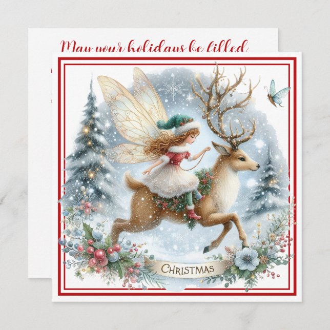 Whimsical Christmas Ride Holiday Card (Frente/Verso)