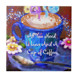 Whimsical Cup of Coffee Floral Personalized