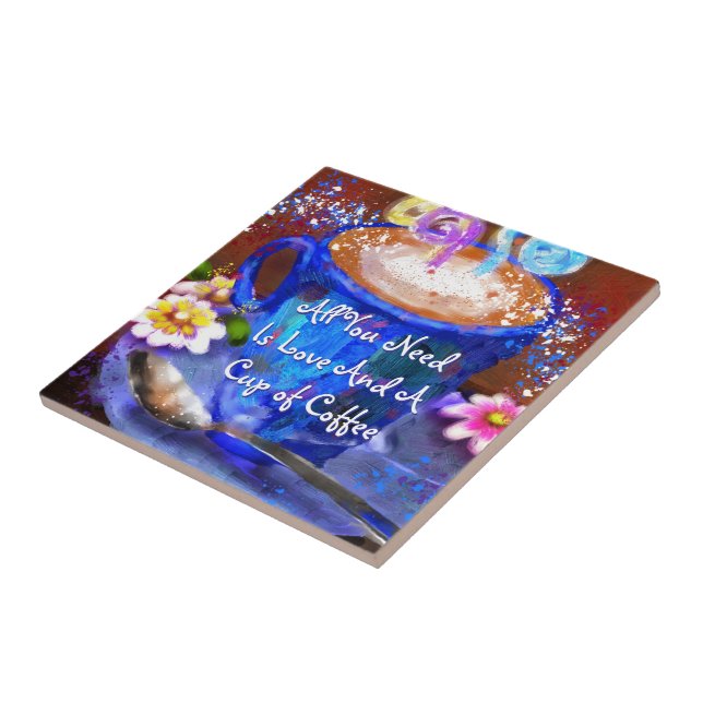 Whimsical Cup of Coffee Floral Personalized (Lateral)