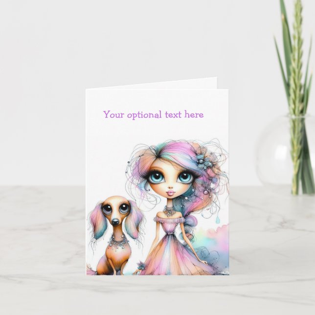 Whimsical Dachshund Qualquer Cartão De Ocasião (Frente)