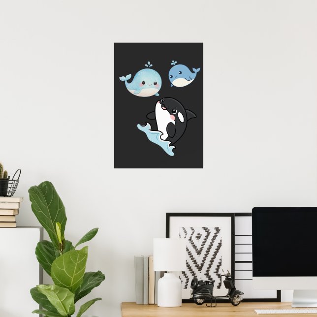 Whimsical Dolphin Trio Poster | Friendship Art (Escritório em casa)
