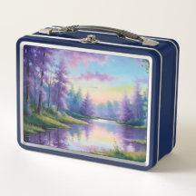 Whimsical Dreamy Forest Sceny Metal Lunchbox