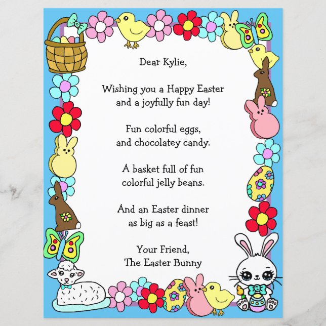 Whimsical Easter Bunny e Poem Kid - Jogo de Letras (Frente)
